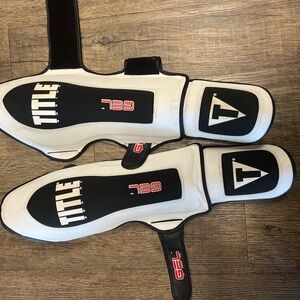 Title Boxing Black and White Shin Guards